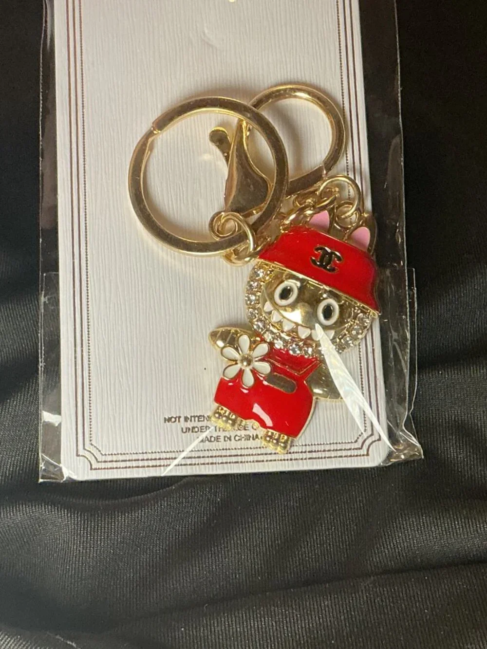 ★ Red Baseball Player Keychain Gold Hardware Bag Charm New